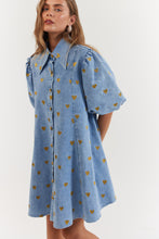 Load image into Gallery viewer, La Bohème Girls Peyton Mini Dress Denim Hearts
