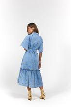 Load image into Gallery viewer, La Bohème Girls Moxie Midi Dress Denim Hearts
