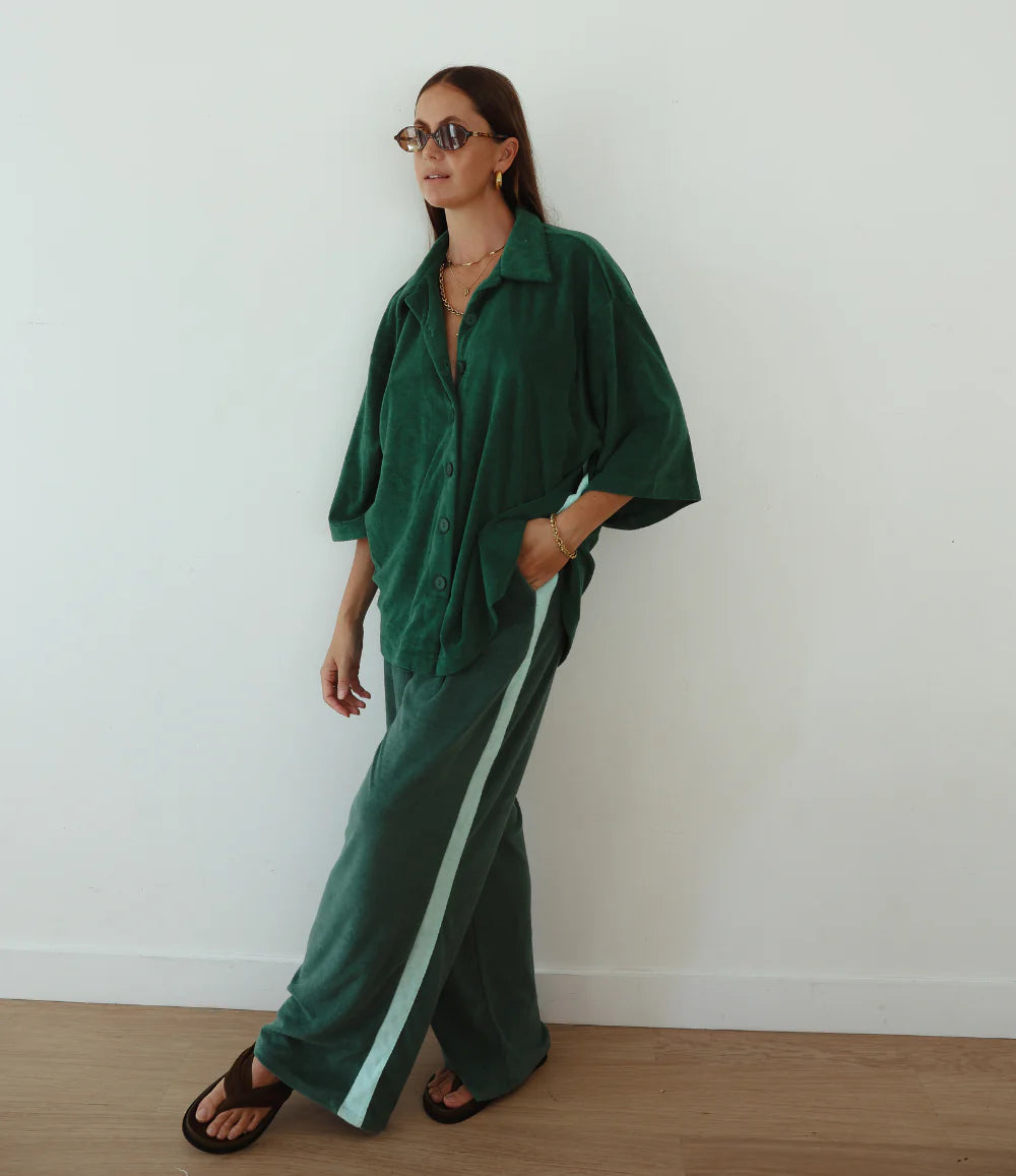 LADIES LUCKY DAY TERRY PANT - JADE