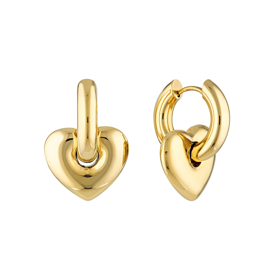 GIMME LISA PUFFY HEART EARRINGS (GOLD)