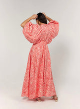 Load image into Gallery viewer, La Bohème Girls Essie V Neck Maxi Dress Coral Oat Leopard
