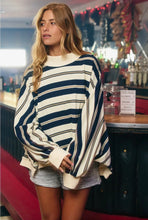Load image into Gallery viewer, Striped Oversize Crewneck Jumper - Navy
