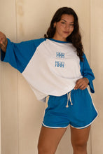 Load image into Gallery viewer, Cracker Day Club - YEE HAA RAGLAN TEE SHIRT - WHITE/BLUE
