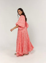 Load image into Gallery viewer, La Bohème Girls Essie V Neck Maxi Dress Coral Oat Leopard
