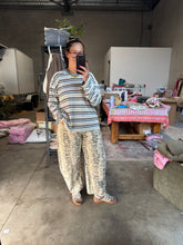Load image into Gallery viewer, Barrel Pants Ivory Snake Print
