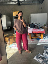 Load image into Gallery viewer, Acid Wash Barrel Pants Burgundy
