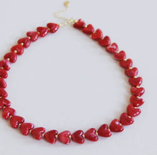 Load image into Gallery viewer, Small Heart Bead Necklace - RED
