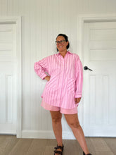 Load image into Gallery viewer, Oversized Stripe Shirt Dress Pink
