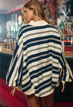 Load image into Gallery viewer, Striped Oversize Crewneck Jumper - Navy
