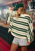 Load image into Gallery viewer, Striped Oversize Crewneck Jumper - Green
