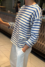 Load image into Gallery viewer, LE BON SHOPPE SAILOR TOP - BLUE STRIPE ON CREAM
