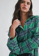 Load image into Gallery viewer, Oversized Plaid Button Down Shirt - Green
