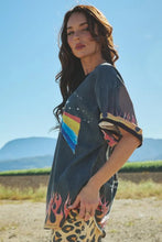 Load image into Gallery viewer, SABBI THE VERY OVERSIZED FLAMING PRISM TEE - BLACK
