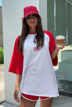 Load image into Gallery viewer, Cracker Day Club -  YEE HAA RAGLAN TEE SHIRT - WHITE/RED
