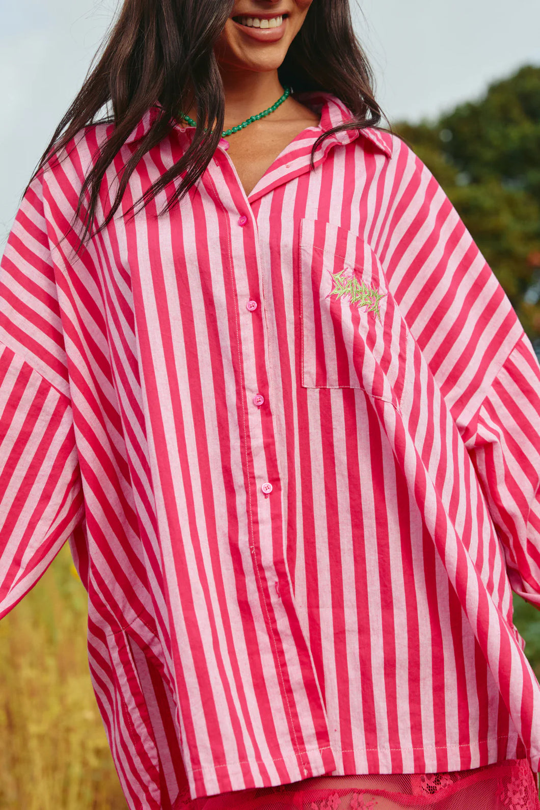 SABBI THE DON JULIO SHIRT - SUNFLOWER FIELDS - PINK STRIPE