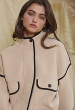 Load image into Gallery viewer, Taupe Bomber Jacket with Contrast Piping
