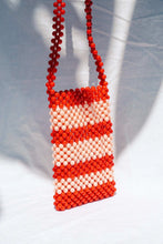 Load image into Gallery viewer, BEADED PHONE BAG - RED/PINK STRIPE
