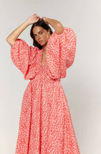 Load image into Gallery viewer, La Bohème Girls Essie V Neck Maxi Dress Coral Oat Leopard
