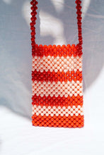 Load image into Gallery viewer, BEADED PHONE BAG - RED/PINK STRIPE
