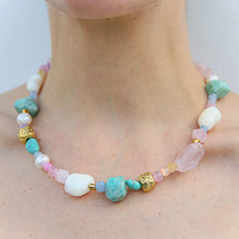 Load image into Gallery viewer, Chunky Gem Necklace with Keshi Pearl
