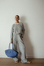 Load image into Gallery viewer, CASPIA WIDE LEG KNIT PANTS - BLUE STRIPE
