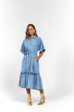 Load image into Gallery viewer, La Bohème Girls Moxie Midi Dress Denim Hearts
