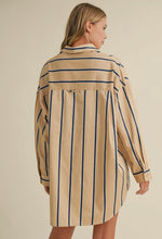 Load image into Gallery viewer, Oversized Stripe Shirt Dress Beige
