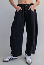 Load image into Gallery viewer, Mineral Washed Barrel Leg Pants - Black
