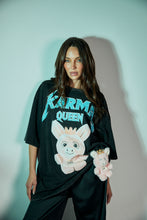 Load image into Gallery viewer, SABBI KARMA QUEEN TEE - BLACK ACID WASH
