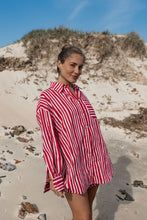 Load image into Gallery viewer, The Kenzi Shirt | Striped Red + Pink

