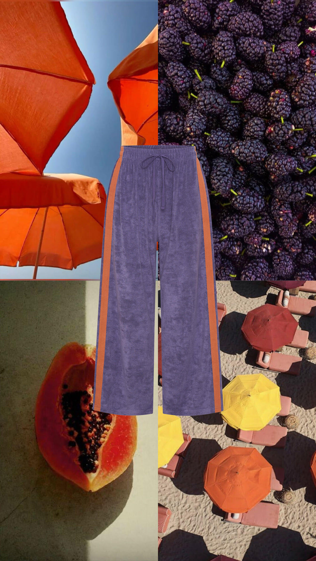 La Bohème Girls Viva Terry Pant Grape + Orange