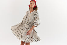 Load image into Gallery viewer, La Bohème Girls Poppy Mini Dress Oat Polka
