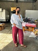Load image into Gallery viewer, Acid Wash Barrel Pants Burgundy
