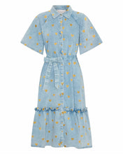 Load image into Gallery viewer, La Bohème Girls Moxie Midi Dress Denim Hearts

