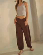 Load image into Gallery viewer, Acid Wash Barrel Pants Chocolate
