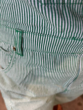 Load image into Gallery viewer, Green Pinstriped Barrel-Leg Overalls
