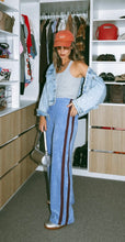 Load image into Gallery viewer, La Bohème Girls Vivi Terry Pant Cornflower Blue + Plum
