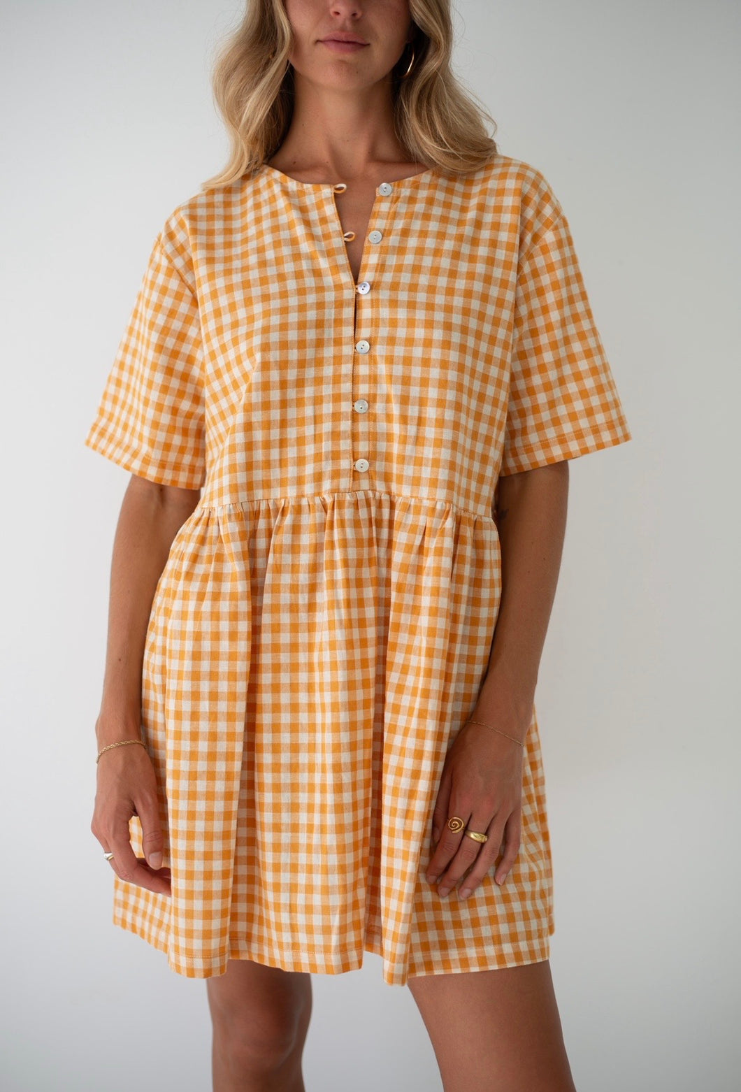 BARE ROAD - DARCEY DRESS in Clementine Gingham