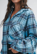 Load image into Gallery viewer, Oversized Plaid Button Down Shirt - Sky
