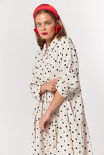 Load image into Gallery viewer, La Bohème Girls Luna Midi Dress Oat Polka
