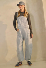 Load image into Gallery viewer, Blue Pinstriped Barrel-Leg Overalls
