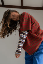 Load image into Gallery viewer, Hall Store SCOTTI STRIPEY TEE RED/BROWN

