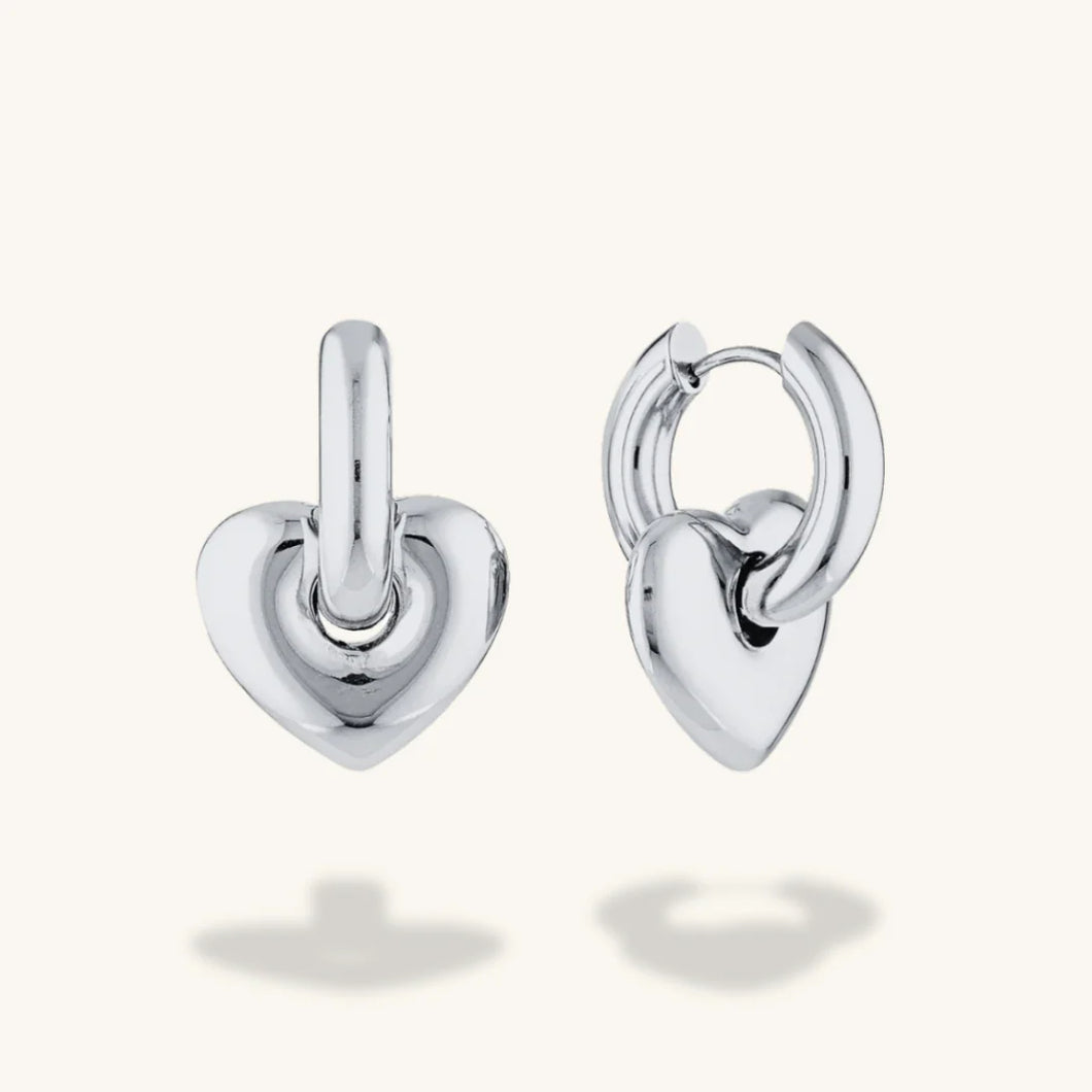 GIMME LISA PUFFY HEART EARRINGS (SILVER)