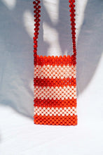 Load image into Gallery viewer, BEADED PHONE BAG - RED/PINK STRIPE
