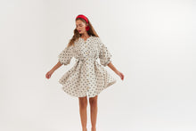 Load image into Gallery viewer, La Bohème Girls Poppy Mini Dress Oat Polka
