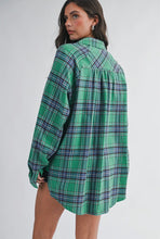 Load image into Gallery viewer, Oversized Plaid Button Down Shirt - Green
