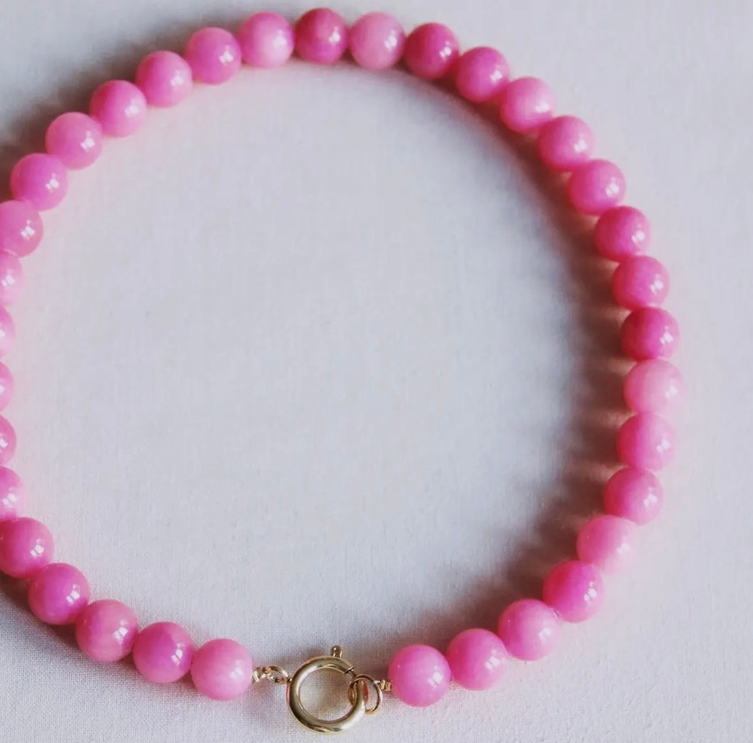 Natural Stone Bead Necklace - Fuchsia *PRE ORDER*