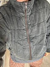 Load image into Gallery viewer, Quilted Knit Mineral Washed Jacket - Charcoal
