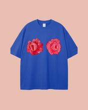 Load image into Gallery viewer, Red Blooms Blue | oversized boxy shape
