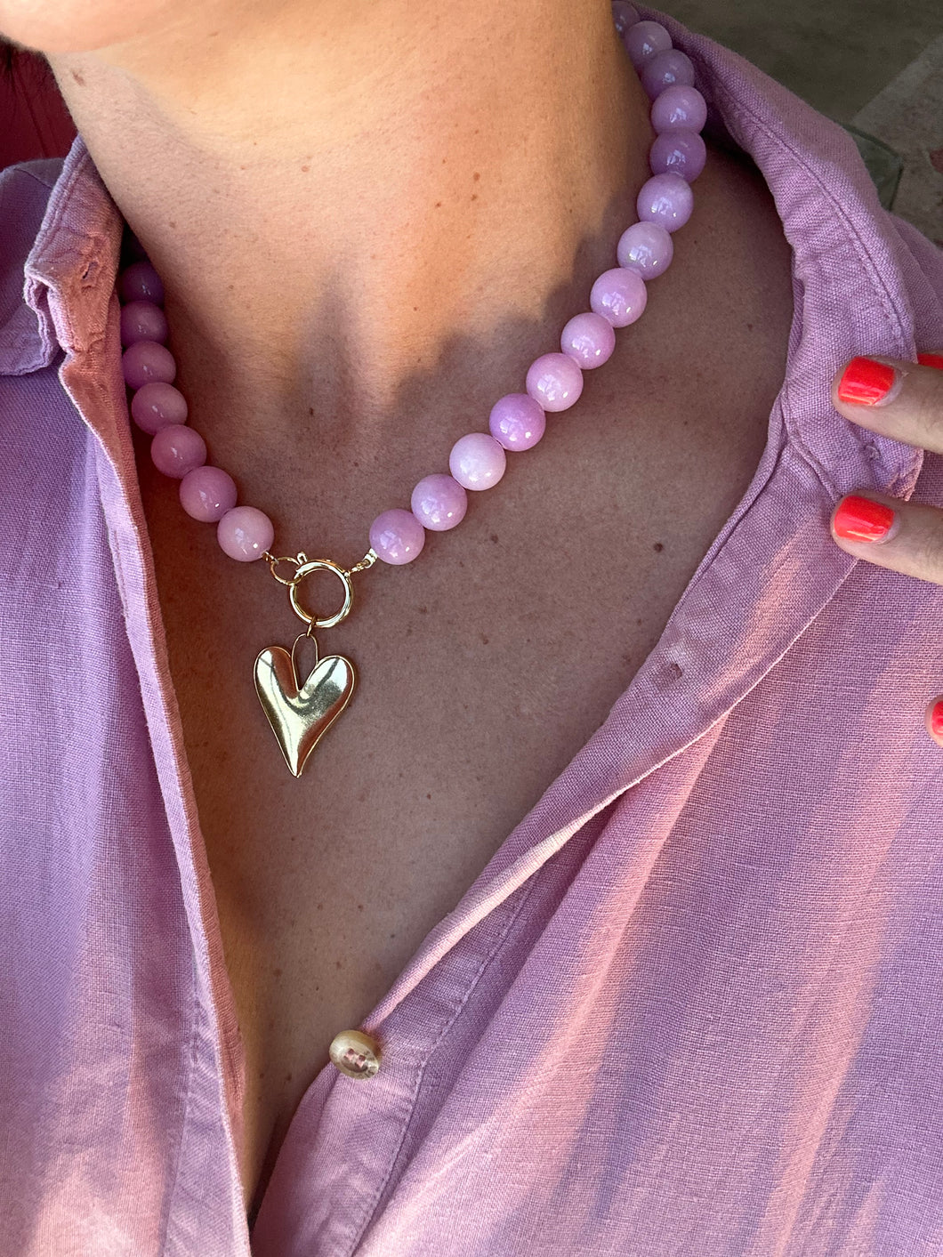 Natural Stone Bead Necklace - Lilac *PRE ORDER*